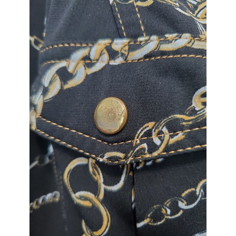 Cache Chain Print Epaulet Roll-Tab Sleeve Snap-Up… - image 8